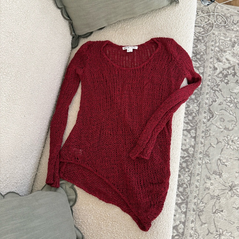 Helmut Lang for Intermix Italian Yarn Asymmetrical Long Sleeeve Sweater🤍